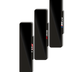 Different styles of branded car number plate frames