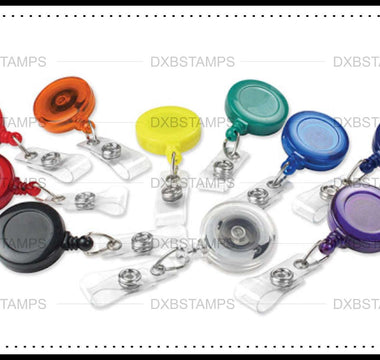 Staff ID badge reels for a Dubai car rental company counter team