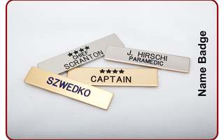 Engraved metal name badges for clinic staff