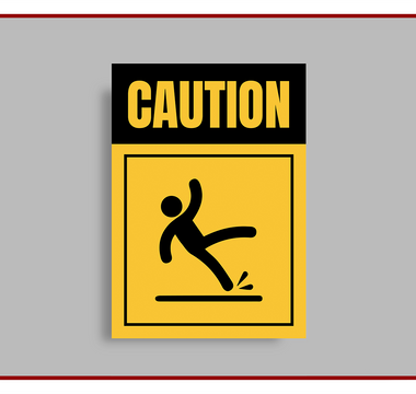 Yellow caution wet floor slip hazard warning sign