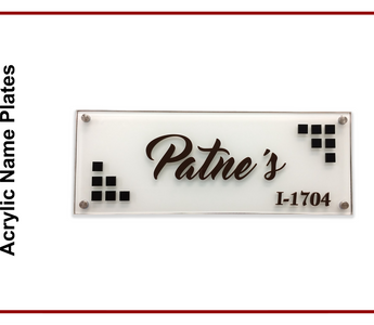 Engraved-style acrylic door name plate with a company name and unit number