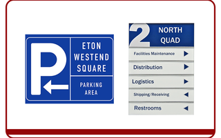 Wayfinding and parking signage example for a Dubai car rental office