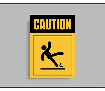 Yellow caution wet floor slip hazard warning sign