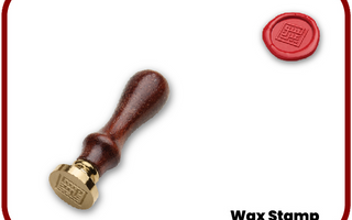 Wax seal stamp with wooden handle and red wax seal