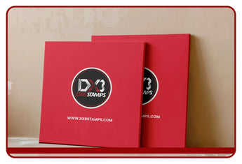Red DXB Stamps DX3 Folder with Black Logo for Cotton Canvas Printing