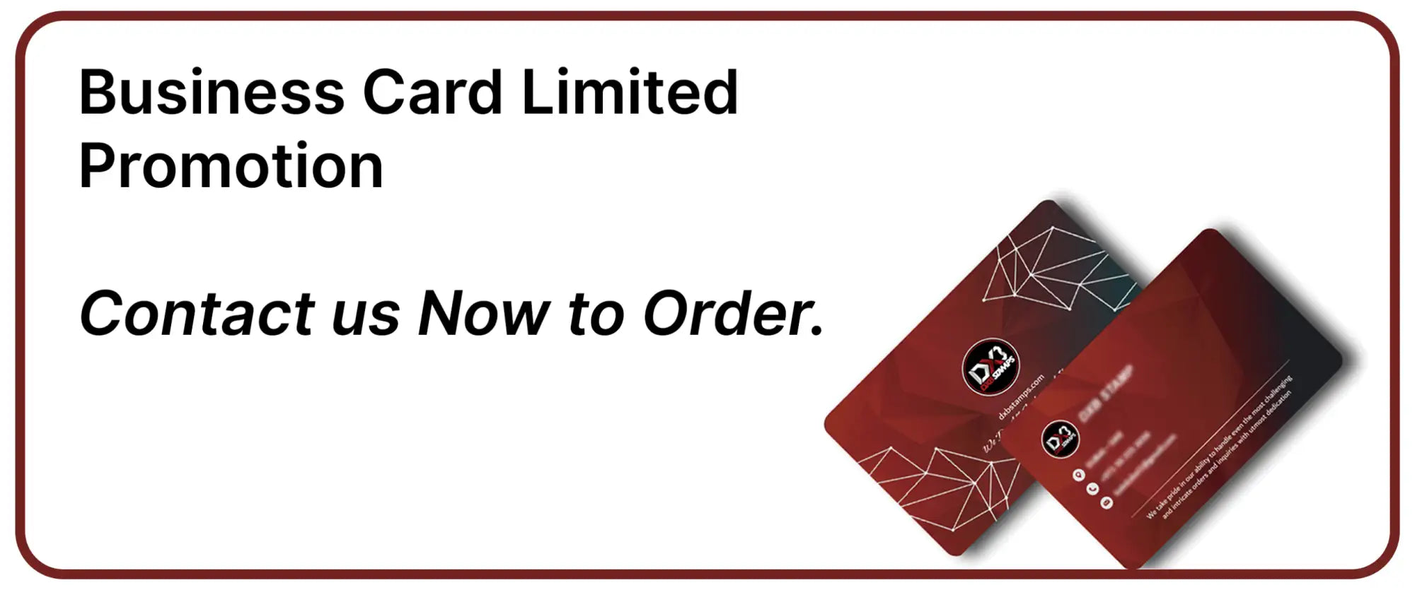 Black and red business card with geometric design, glossy finish.