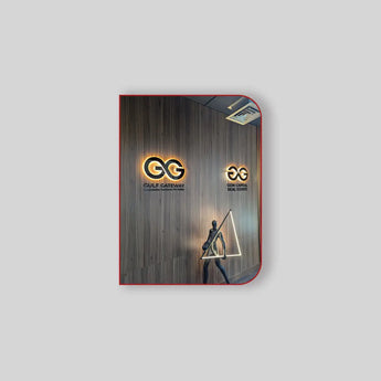 Red and black notebook with a neon triangle design on the cover.