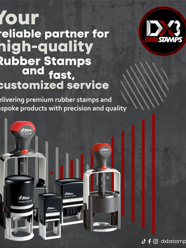 Red and black rubber stamp set with precision design for professional use.