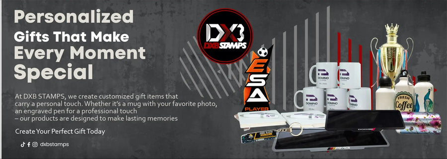 White ceramic mug with red accents and black text, featuring a logo of ’dx3 swaps’ on the front.