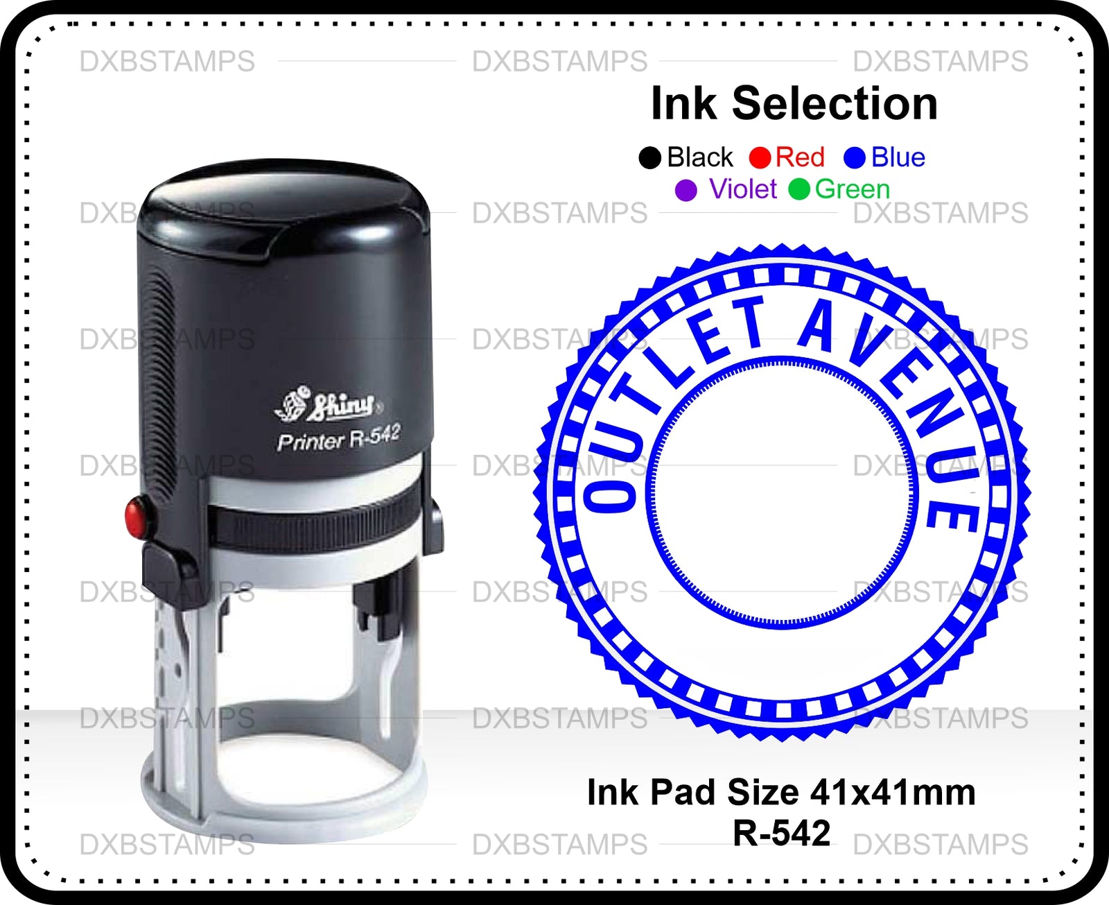 Shiny Self Inking Rubber Stamp Custom Round Logo Stamper